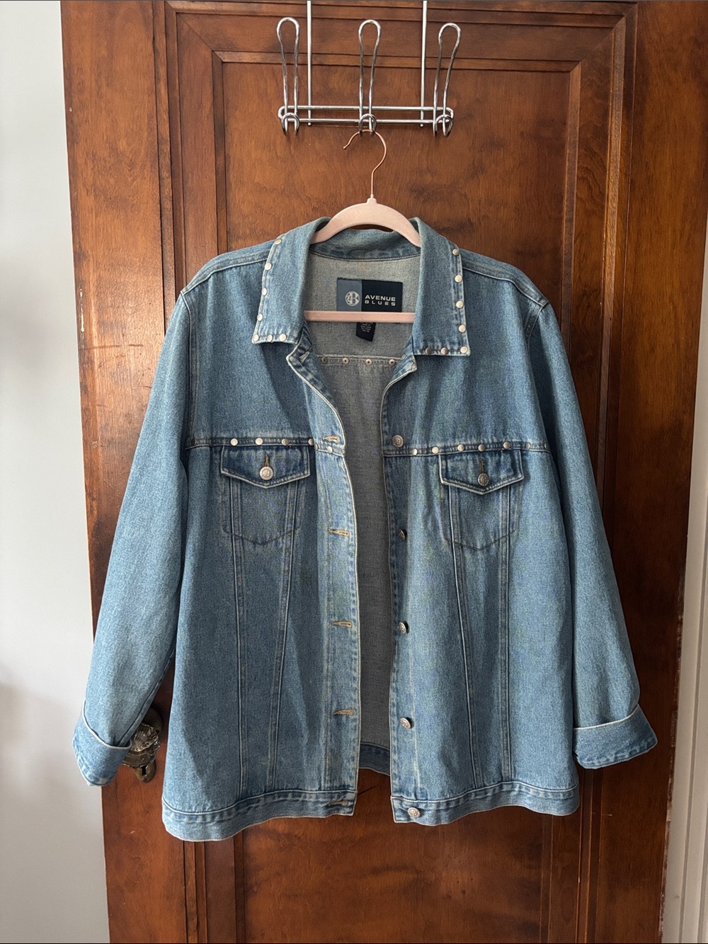 Avenue Blues Light Blue Stud-Trim Denim Jacket Size 14/16